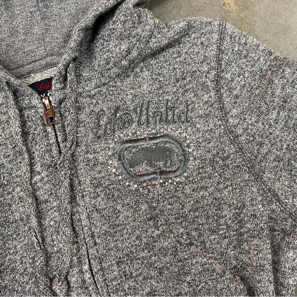 Ecko Unltd Zip‎ Up Hoodie Grey Y2K Women’s M - Picture 2 of 8